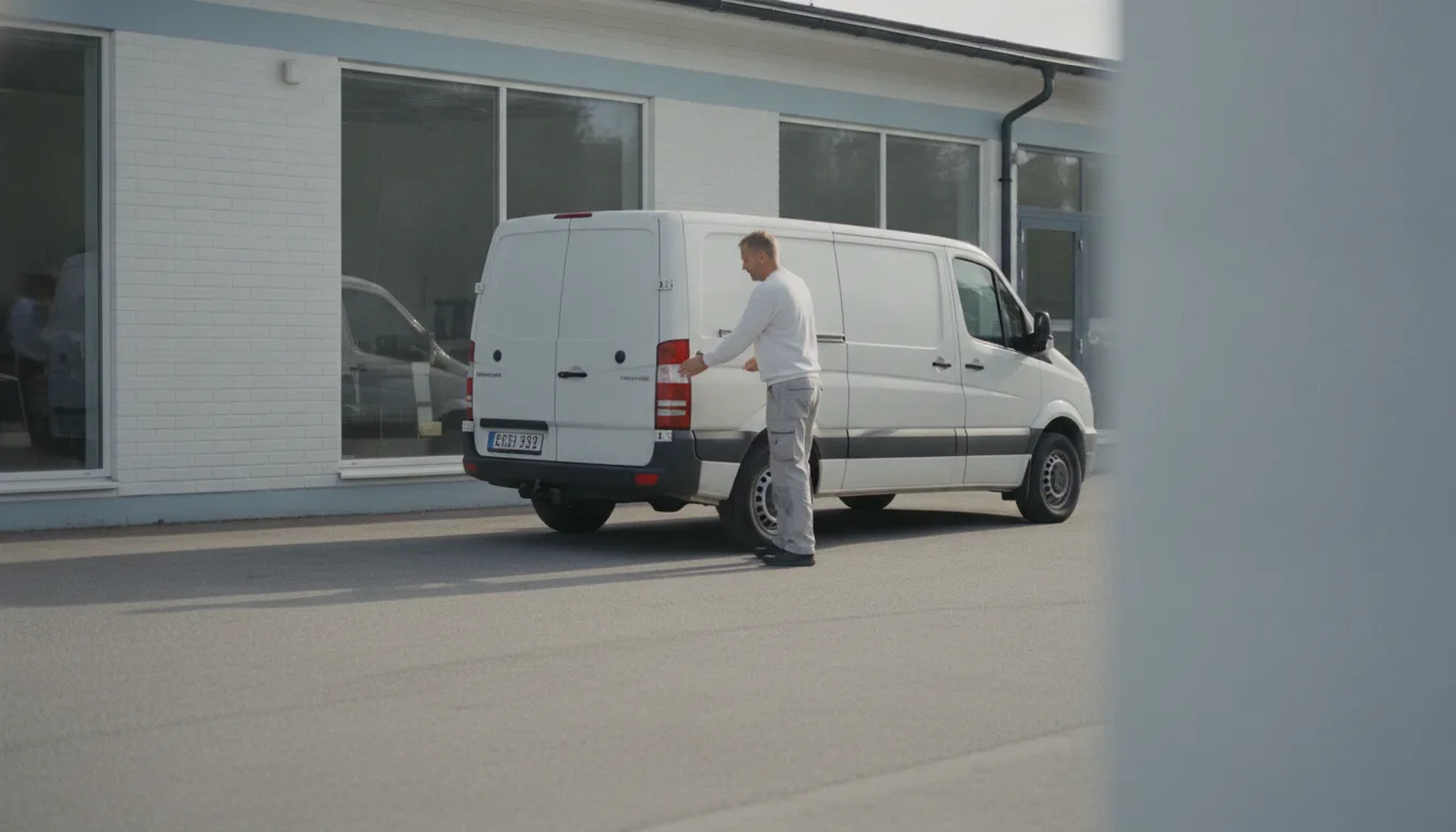 Yrittäjä lastaa valkoista pakettiautoa, jonka arvonlisävero palautuu investointikuukautena