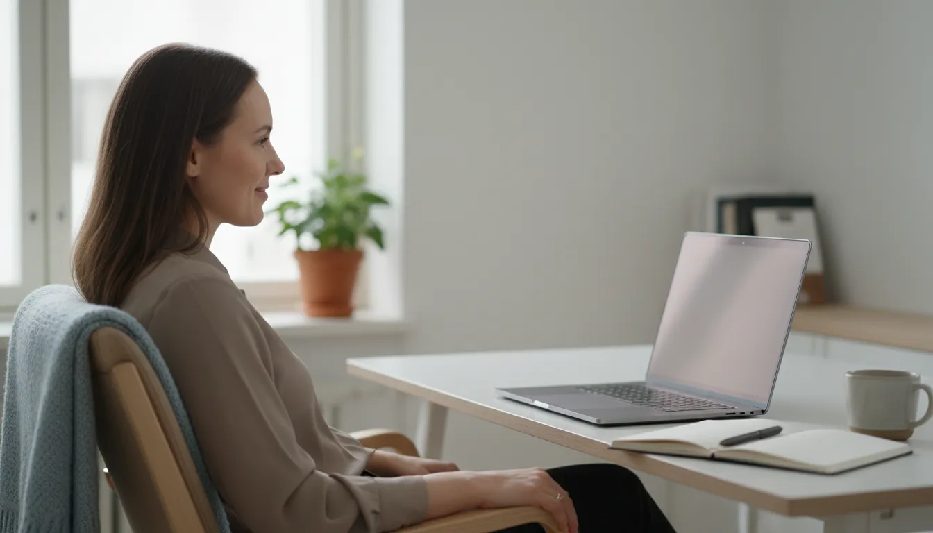 Yrittäjä ja kirjanpitäjä keskustelevat videopuhelussa kotitoimistossa, toiminimi vai kevytyrittäjä