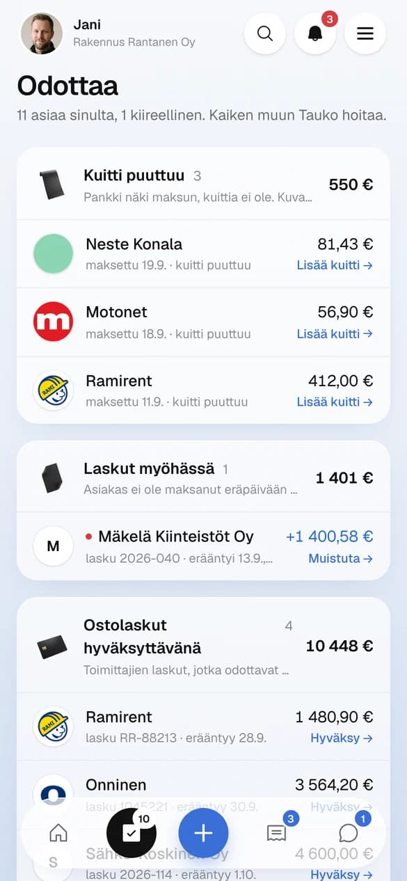 Tauko-sovellus: Odottaa-näkymä